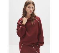 Pull&Bear - Felpa color bordeaux con profili a contrasto-Rosso L