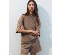 Pull&Bear - Felpa color cioccolato a maniche corte-Marrone M