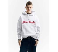 Pull&Bear - Felpa color grigio mélange con cappuccio e grafica Stwd Studio M