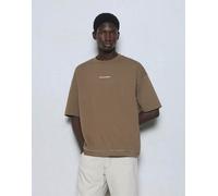 Pull&Bear - Felpa comoda a maniche corte marrone talpa S