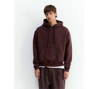 Pull&Bear felpa con cappuccio basic color cioccolato-Marrone XL