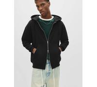 Pull&Bear - Felpa con cappuccio basic nera con zip-Nero L