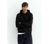 Pull&Bear felpa con cappuccio basic nera-Nero S