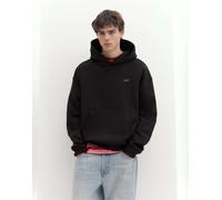 Pull&Bear felpa con cappuccio boxy fit nera-Nero XL