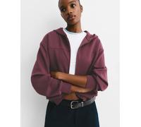 Pull&Bear - Felpa con cappuccio color melanzana a palloncino-Rosso XL