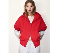 Pull&Bear felpa con cappuccio con zip rossa-Rosso L