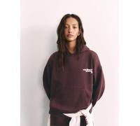 Pull&Bear felpa con cappuccio grafica bordeaux-Rosso M