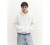 Pull&Bear felpa con cappuccio vestibilità squadrata color bianco sporco L
