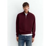 Pull&Bear felpa con zip corta bordeaux-Rosso XS