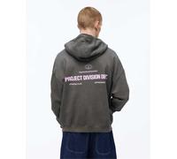 Pull&Bear - Felpa grigia squadrata con cappuccio e zip-Grigio XS