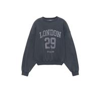 Pull&Bear - Felpa color nero sbiadito con grafica London 29-Grigio S