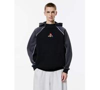 Pull&Bear - Felpa nera a pannelli con cappuccio e stampa Playstation x STWD-Nero M