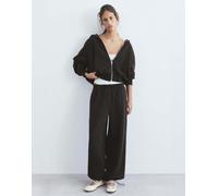 Pull&Bear - Felpa nera con cappuccio e zip-Marrone L