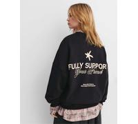 Pull&Bear - Felpa nera con grafica Support Your Friends-Nero XS