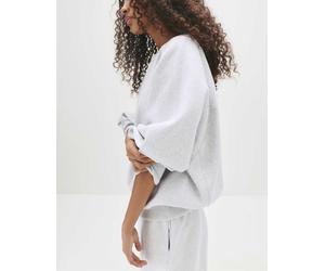 Pull&Bear - Felpa oversize grigio mélange con cuciture a vista 2XS