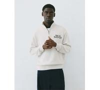 Pull&Bear felpa ricamata con zip corta in grigio mélange S