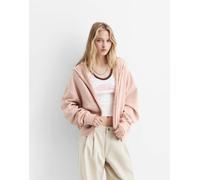 Pull&Bear - Felpa rosa con cappuccio, logo e chiusura con zip S