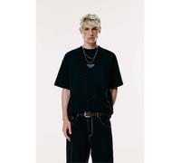 Pull&Bear - Felpa squadrata a maniche corte nera-Nero M