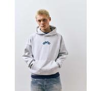 Pull&Bear - Felpa squadrata color mélange pallido con cappuccio-Grigio 2XL