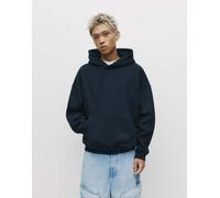 Pull&Bear - Felpa squadrata con cappuccio color blu navy M