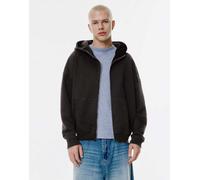 Pull&Bear - Felpa squadrata nera con zip-Nero 2XS