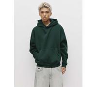Pull&Bear - Felpa squadrata verde bottiglia con cappuccio XL