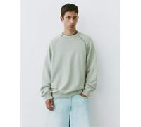 Pull&Bear - Felpa verde effetto slavato con maniche raglan XL