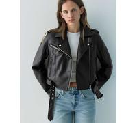 Pull&Bear - Giacca biker effetto pelle nera-Nero XL