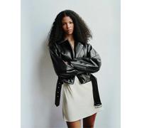 Pull&Bear - Giacca biker in pelle sintetica nera-Nero M