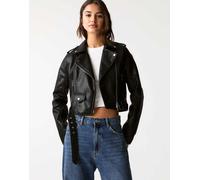 Pull&Bear - Giacca biker in pelle sintetica nera-Nero M