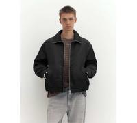 Pull&Bear giacca bomber con colletto camicia nera-Nero XL