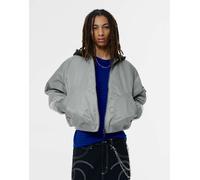 Pull&Bear - Giacca bomber grigia combinata con cappuccio-Grigio XL