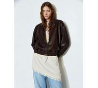Pull&Bear - Giacca bomber in pelle sintetica marrone M