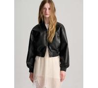 Pull&Bear - Giacca bomber in pelle sintetica nera-Nero S