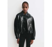 Pull&Bear - Giacca bomber nera effetto vinile-Nero S