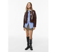 Pull&Bear - Giacca bomber rosso vinaccia effetto vinile M