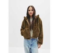 Pull&Bear - Giacca color cammello in pelliccia sintetica con cappuccio-Neutro M