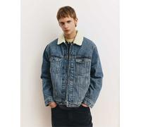 Pull&Bear - Giacca di jeans blu medio con colletto in pelliccia sintetica M
