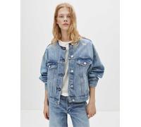 Pull&Bear - Giacca di jeans stile trucker blu medio con scollo rotondo XS-S