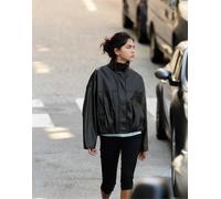 Pull&Bear giacca effetto pelle balloon con collo a imbuto nera-Nero M