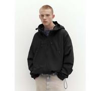 Pull&Bear - Giacca impermeabile leggera nera con cappuccio-Nero 2XL