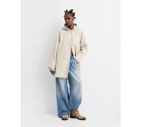 Pull&Bear - Giacca impermeabile lunga beige gommata-Neutro XS