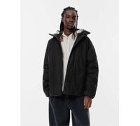 Pull&Bear - Giacca impermeabile trapuntata nera con cappuccio-Nero M