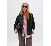 Pull&Bear - Giacca in pelle sintetica nera con cuciture-Nero M