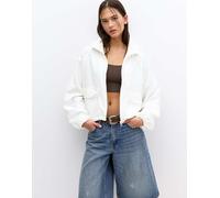 Pull&Bear - Giacca leggera corta bianca con cappuccio-Bianco L