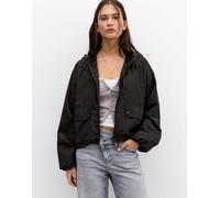 Pull&Bear - Giacca leggera corta nera con cappuccio-Nero L