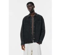 Pull&Bear - Giacca nera lavaggio acido-Nero XS
