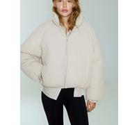 Pull&Bear giacca puffer con collo alto in ice-Bianco S