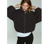 Pull&Bear giacca puffer con collo alto nera-Nero XS