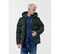 Pull&Bear - Giacca trapuntata verde bottiglia con cappuccio e cuciture sigillate a caldo L